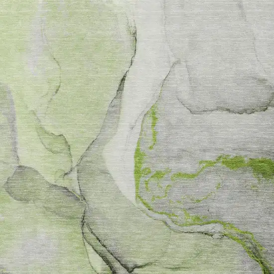 Green Gray And Ivory Abstract Washable Area Rug With UV Protection Photo 8