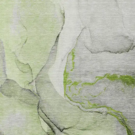 Green Gray And Ivory Abstract Washable Area Rug With UV Protection Photo 3