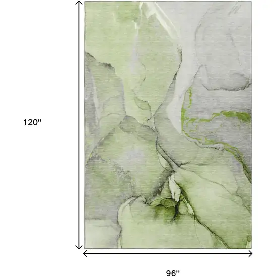 Green Gray And Ivory Abstract Washable Area Rug With UV Protection Photo 7