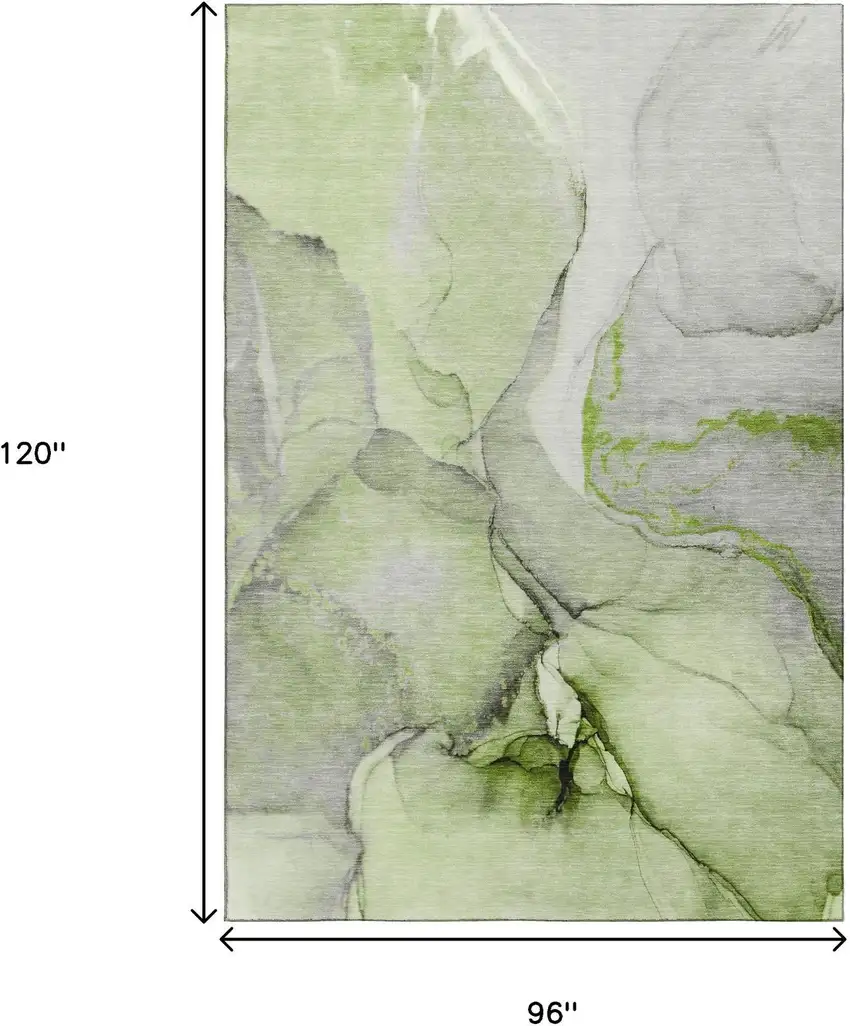 Green Gray And Ivory Abstract Washable Area Rug With UV Protection Photo 7