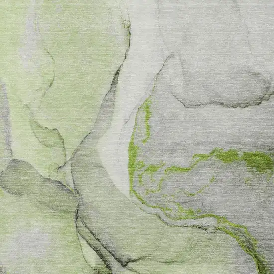 Green Gray And Ivory Abstract Washable Area Rug With UV Protection Photo 4