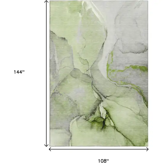 Green Gray And Ivory Abstract Washable Area Rug With UV Protection Photo 7