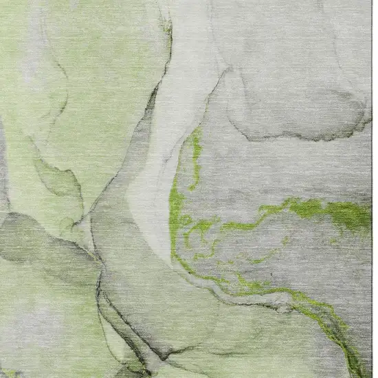 Green Gray And Ivory Abstract Washable Area Rug With UV Protection Photo 8
