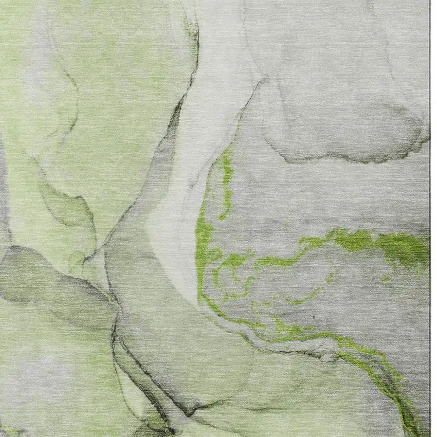Green Gray And Ivory Abstract Washable Area Rug With UV Protection Photo 8