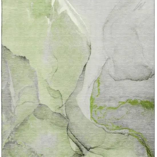 Green Gray And Ivory Abstract Washable Area Rug With UV Protection Photo 9
