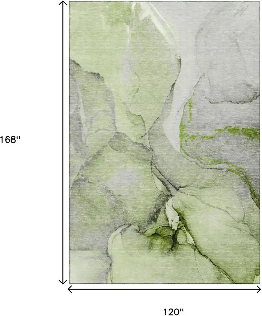 Green Gray And Ivory Abstract Washable Area Rug With UV Protection Photo 7
