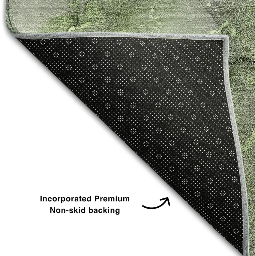 Green Gray And Ivory Abstract Washable Area Rug With UV Protection Photo 8