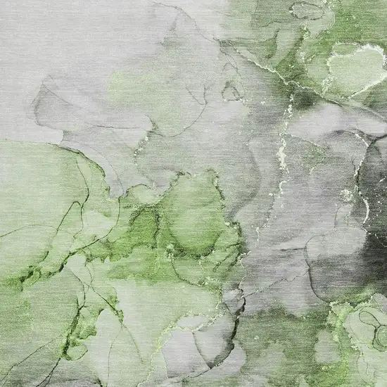 Green Gray And Ivory Abstract Washable Area Rug With UV Protection Photo 3