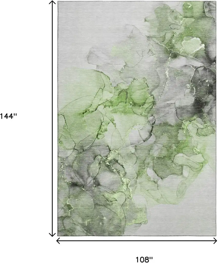 Green Gray And Ivory Abstract Washable Area Rug With UV Protection Photo 3