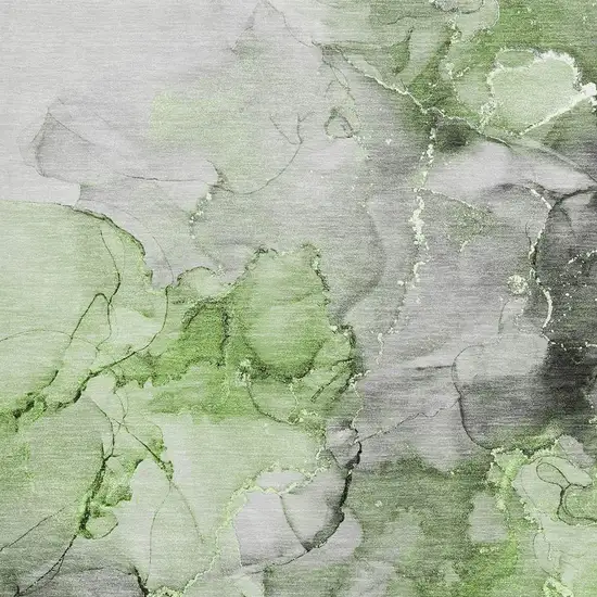Green Gray And Ivory Abstract Washable Area Rug With UV Protection Photo 3