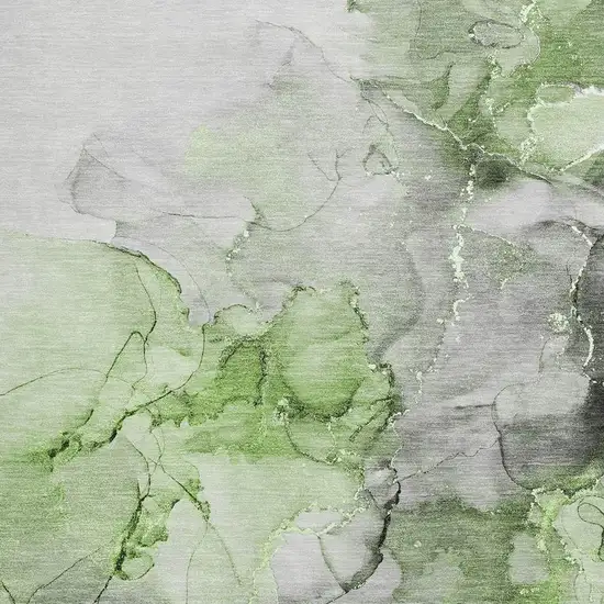 Green Gray And Ivory Abstract Washable Area Rug With UV Protection Photo 3