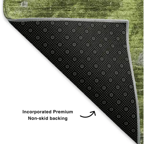 Green Gray And Ivory Abstract Washable Area Rug With UV Protection Photo 6