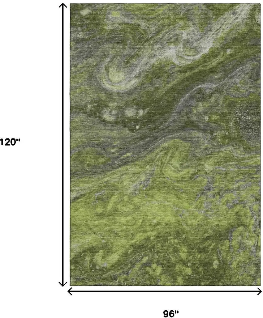 Green Gray And Ivory Abstract Washable Area Rug With UV Protection Photo 3