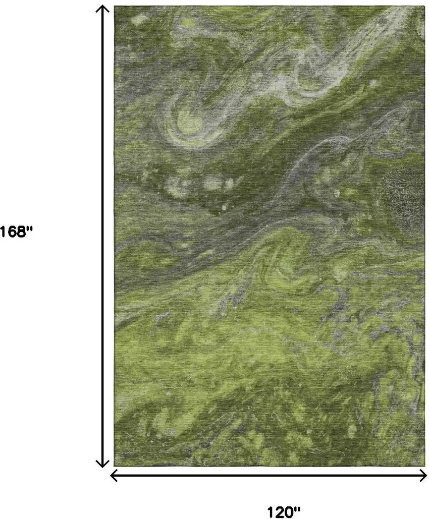 Green Gray And Ivory Abstract Washable Area Rug With UV Protection Photo 3