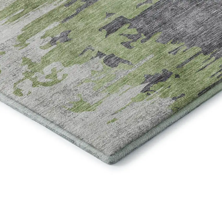Green Gray And Ivory Abstract Washable Area Rug With UV Protection Photo 7