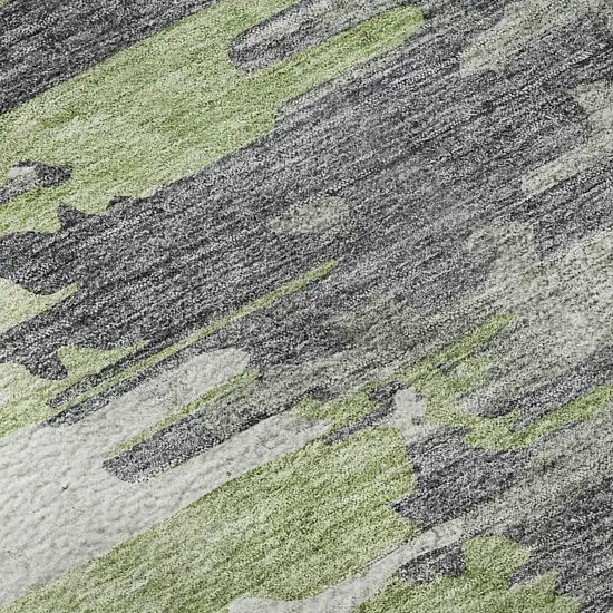 Green Gray And Ivory Abstract Washable Area Rug With UV Protection Photo 9