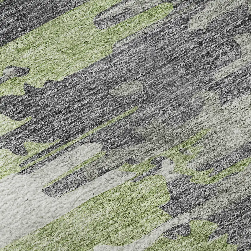 Green Gray And Ivory Abstract Washable Area Rug With UV Protection Photo 9