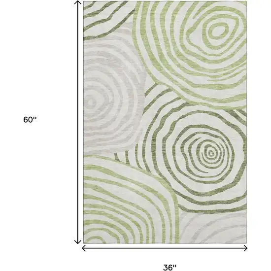 Green Gray And Ivory Abstract Washable Area Rug With UV Protection Photo 3