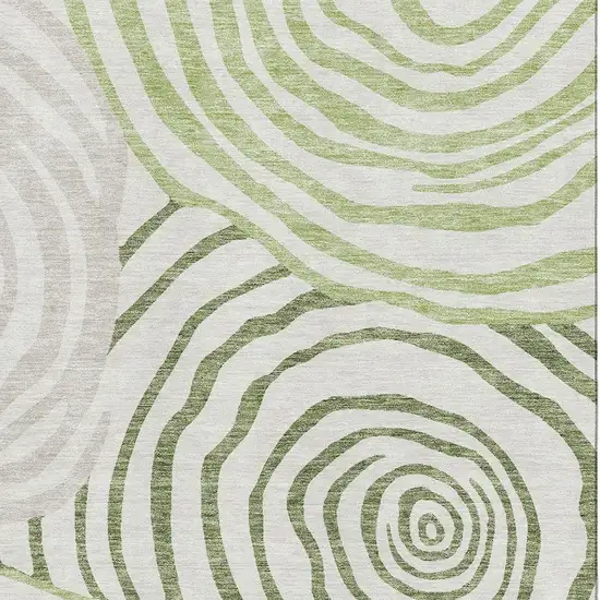 Green Gray And Ivory Abstract Washable Area Rug With UV Protection Photo 3