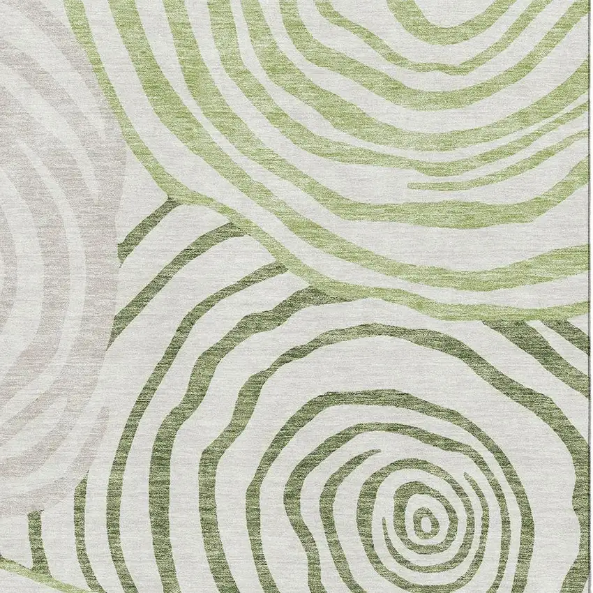 Green Gray And Ivory Abstract Washable Area Rug With UV Protection Photo 3
