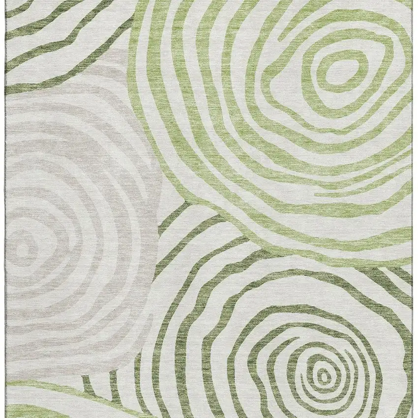 Green Gray And Ivory Abstract Washable Area Rug With UV Protection Photo 3