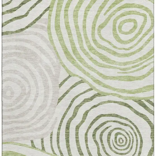 Green Gray And Ivory Abstract Washable Area Rug With UV Protection Photo 3