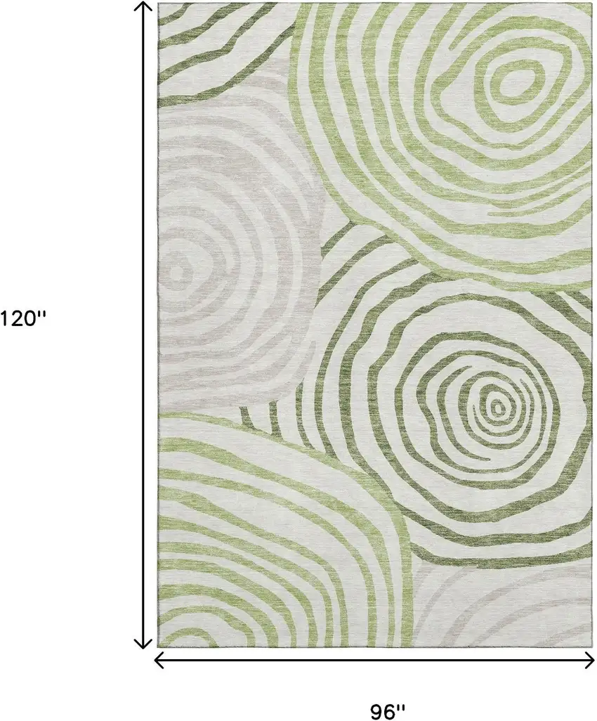 Green Gray And Ivory Abstract Washable Area Rug With UV Protection Photo 3