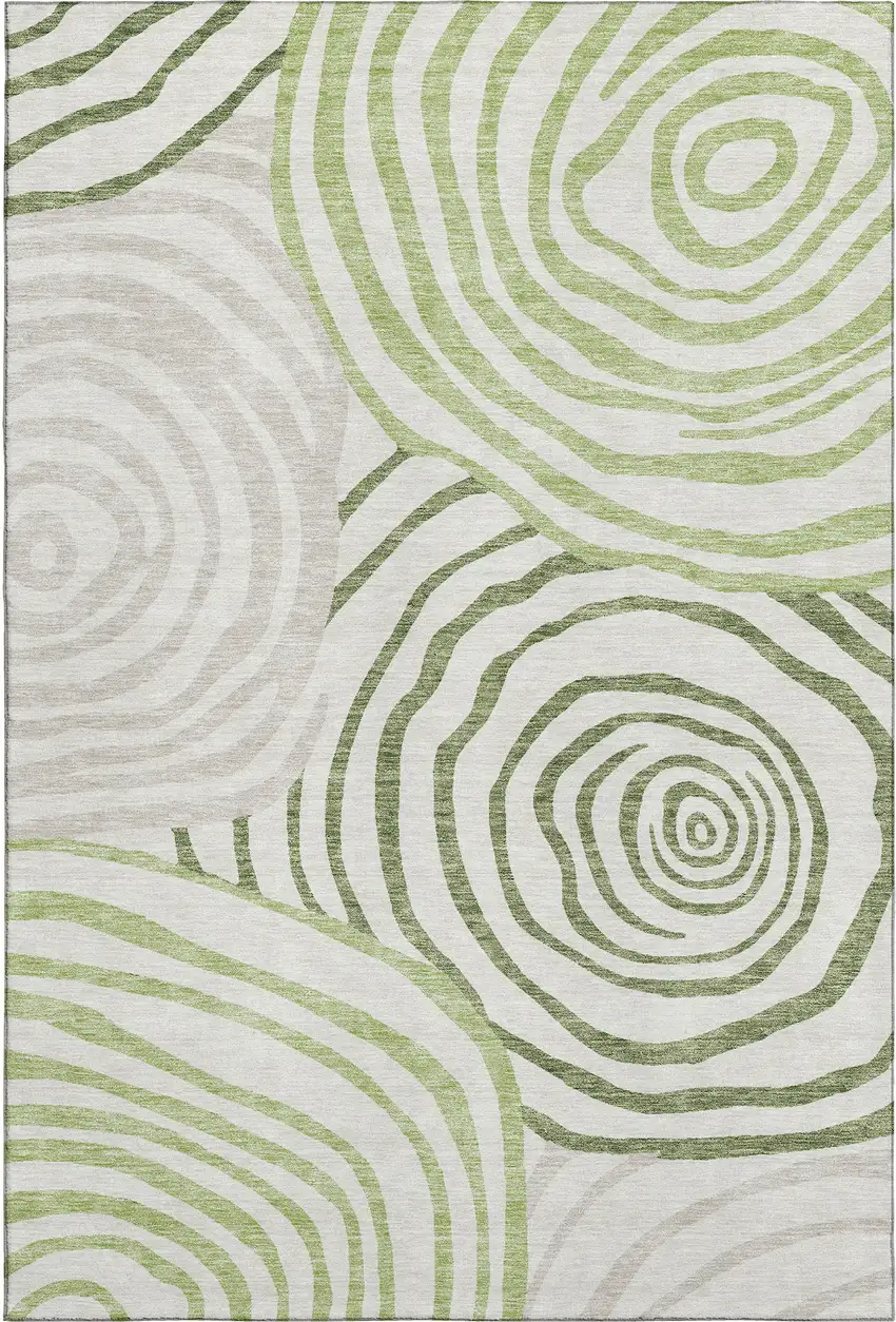 Green Gray And Ivory Abstract Washable Area Rug With UV Protection Photo 1