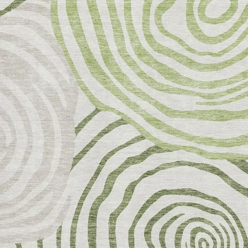 Green Gray And Ivory Abstract Washable Area Rug With UV Protection Photo 3
