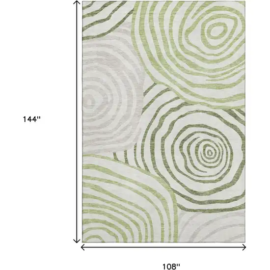 Green Gray And Ivory Abstract Washable Area Rug With UV Protection Photo 3