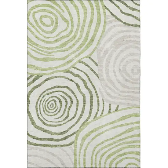 Green Gray And Ivory Abstract Washable Area Rug With UV Protection Photo 4