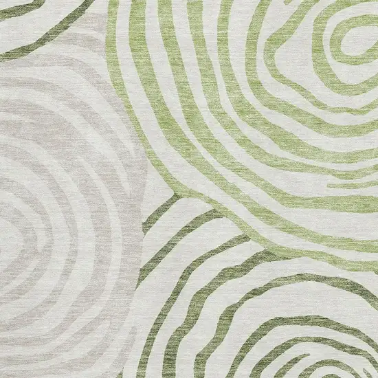 Green Gray And Ivory Abstract Washable Area Rug With UV Protection Photo 3