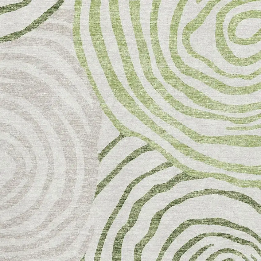 Green Gray And Ivory Abstract Washable Area Rug With UV Protection Photo 3