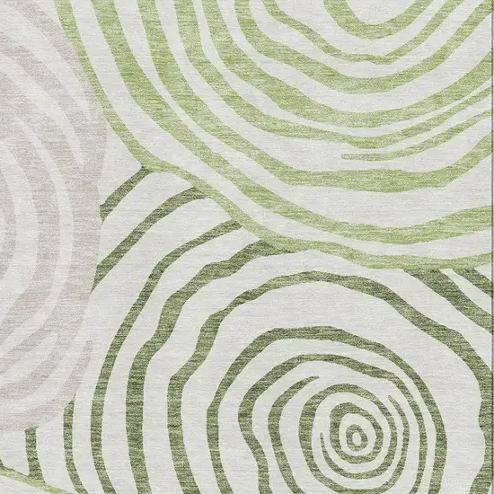Green Gray And Ivory Abstract Washable Area Rug With UV Protection Photo 3