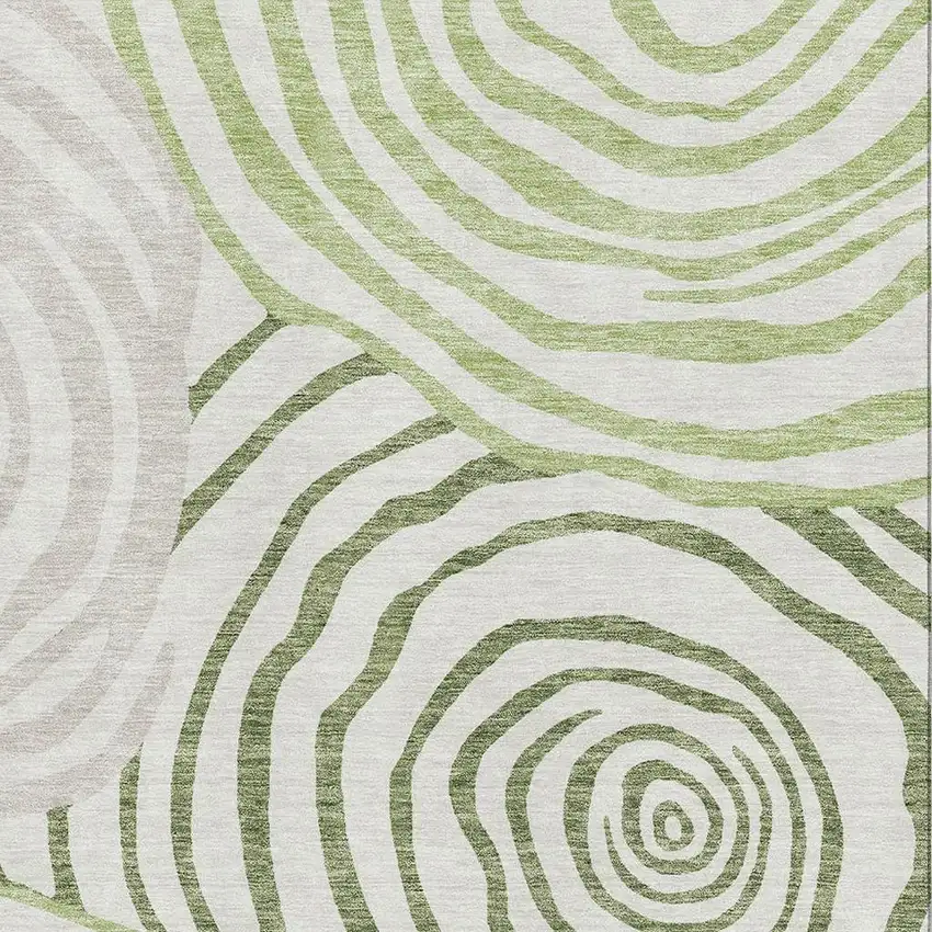 Green Gray And Ivory Abstract Washable Area Rug With UV Protection Photo 3
