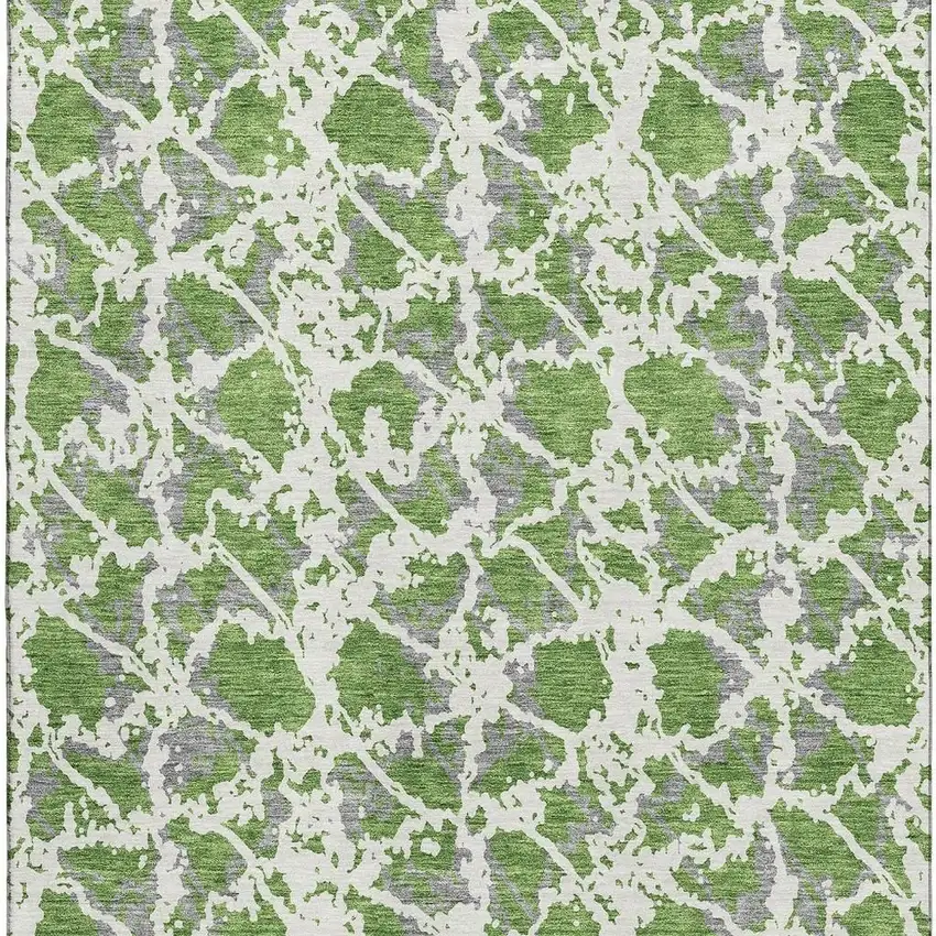 Green Gray And Ivory Abstract Washable Area Rug With UV Protection Photo 2