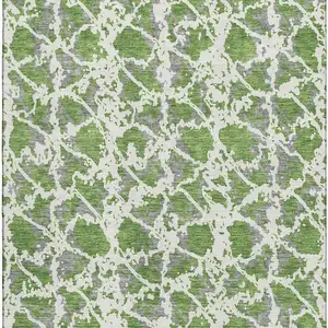 Photo of Green Gray And Ivory Abstract Washable Area Rug With UV Protection