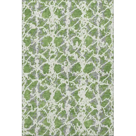 Green Gray And Ivory Abstract Washable Area Rug With UV Protection Photo 3