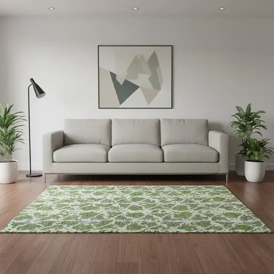Green Gray And Ivory Abstract Washable Area Rug With UV Protection Photo 2