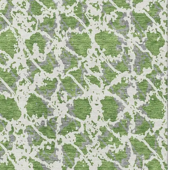 Green Gray And Ivory Abstract Washable Area Rug With UV Protection Photo 2