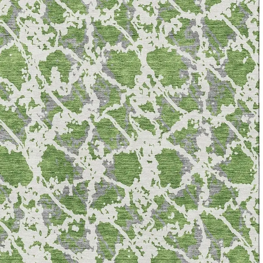 Green Gray And Ivory Abstract Washable Area Rug With UV Protection Photo 2