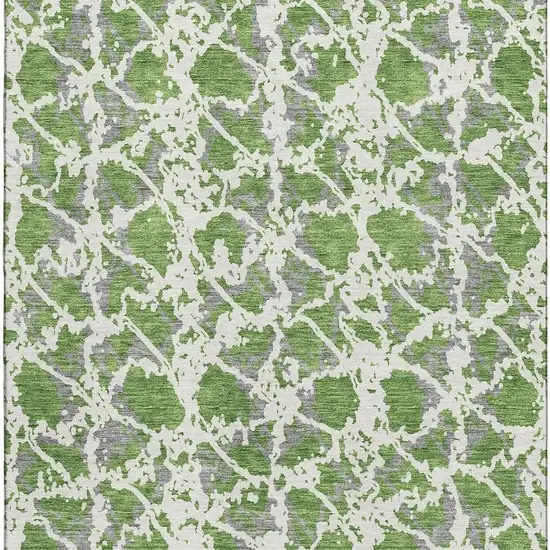 Green Gray And Ivory Abstract Washable Area Rug With UV Protection Photo 3