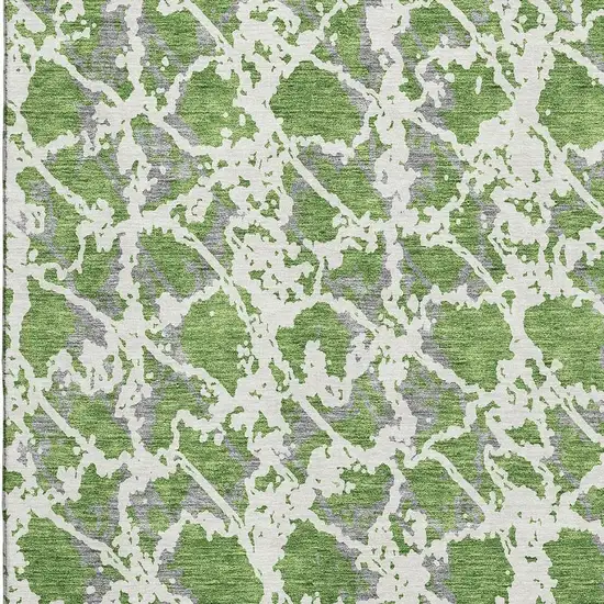 Green Gray And Ivory Abstract Washable Area Rug With UV Protection Photo 2