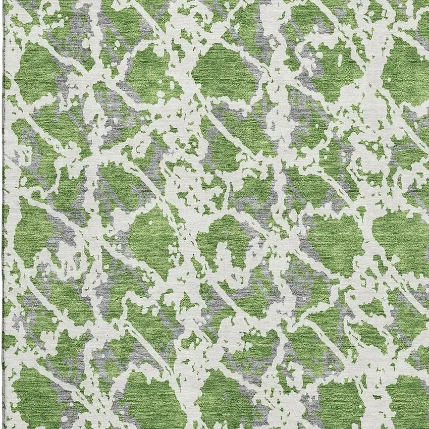Green Gray And Ivory Abstract Washable Area Rug With UV Protection Photo 2