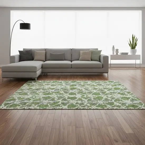 Green Gray And Ivory Abstract Washable Area Rug With UV Protection Photo 2