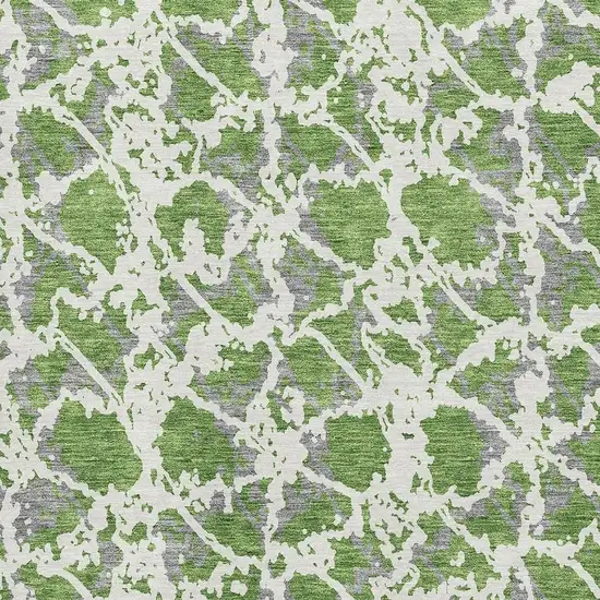 Green Gray And Ivory Abstract Washable Area Rug With UV Protection Photo 2