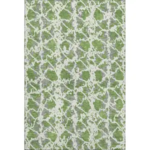 Photo of Green Gray And Ivory Abstract Washable Area Rug With UV Protection