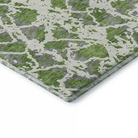 Green Gray And Ivory Abstract Washable Area Rug With UV Protection Photo 7