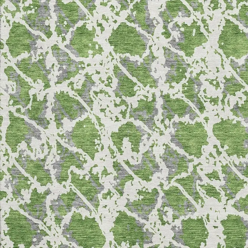 Green Gray And Ivory Abstract Washable Area Rug With UV Protection Photo 2