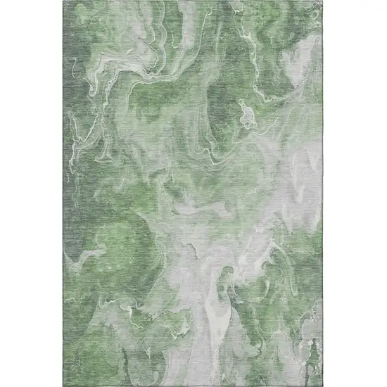 Green Gray And Ivory Abstract Washable Area Rug With UV Protection Photo 3